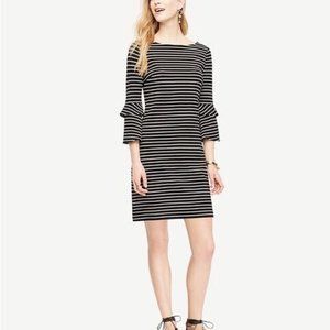 Ann Taylor Striped Ponte Knit Flare Bell Sleeves